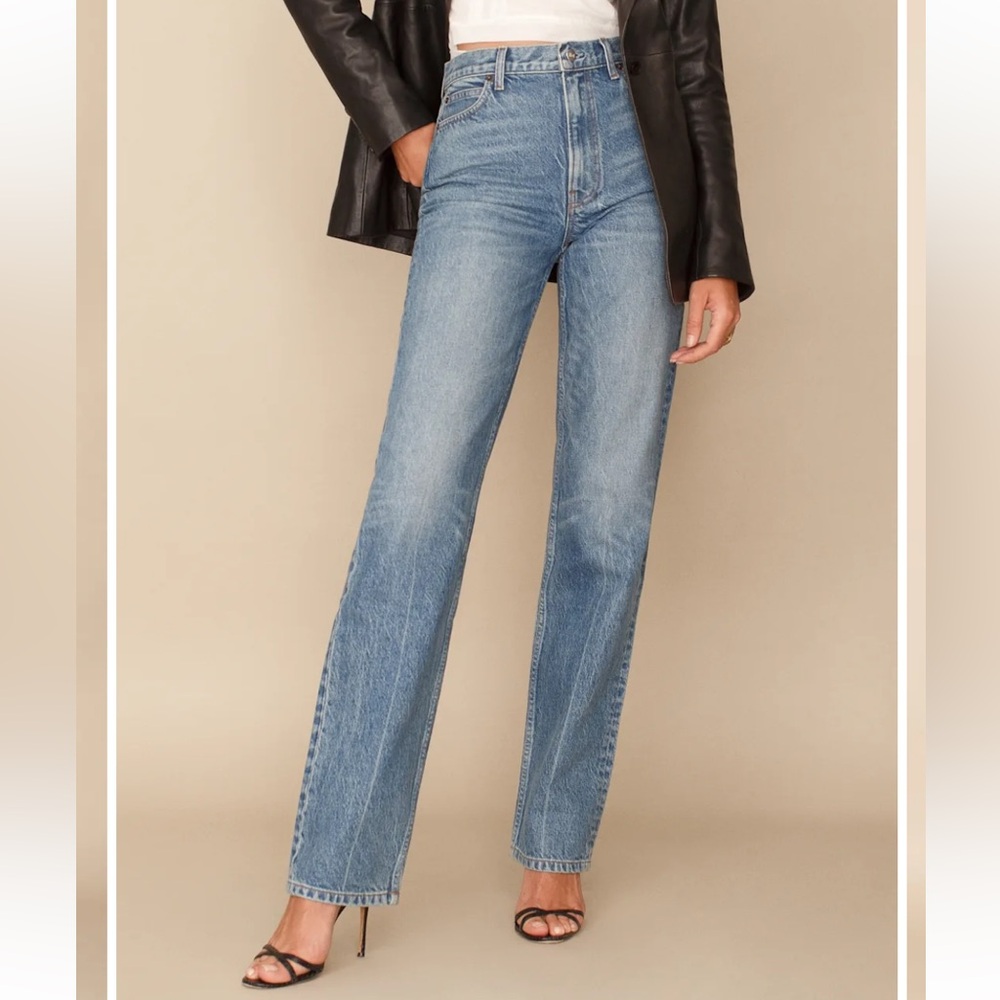 Reformation Jeans Zoe High Rise Loose Jeans sz 24 in Montauk Destructed